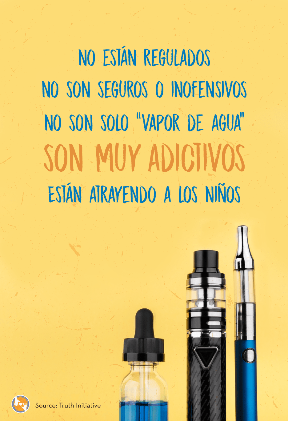 Unidos Por Salud poster: "Son Muy Adictivos: Estan Atrayendo A Los Ninos"