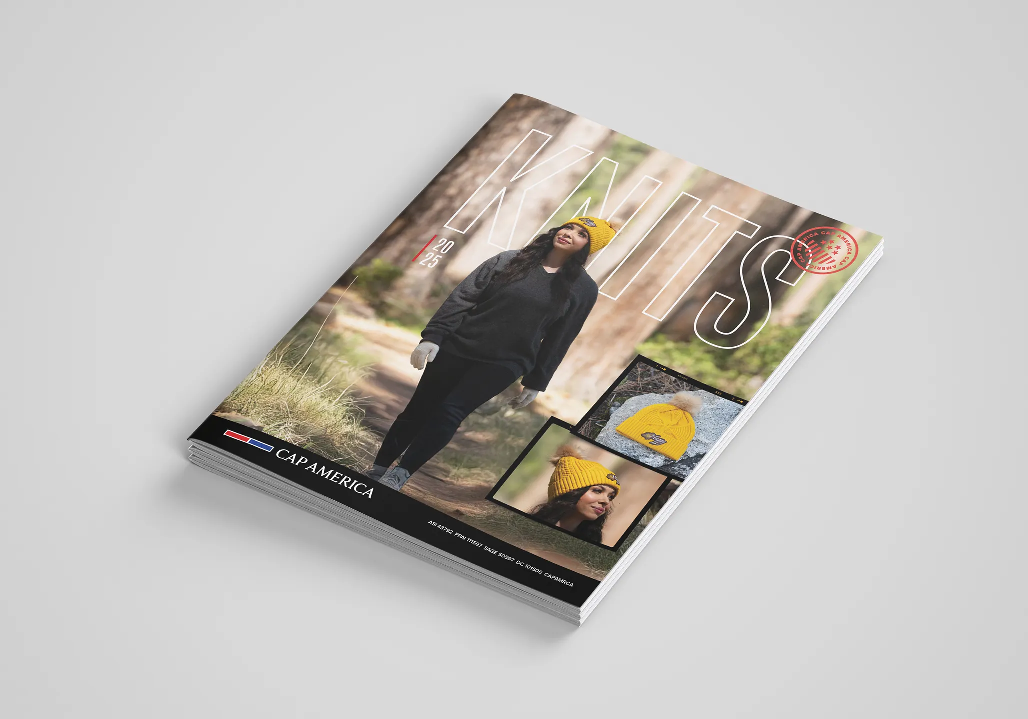 Cap America 2025 midyear knit catalog mockup