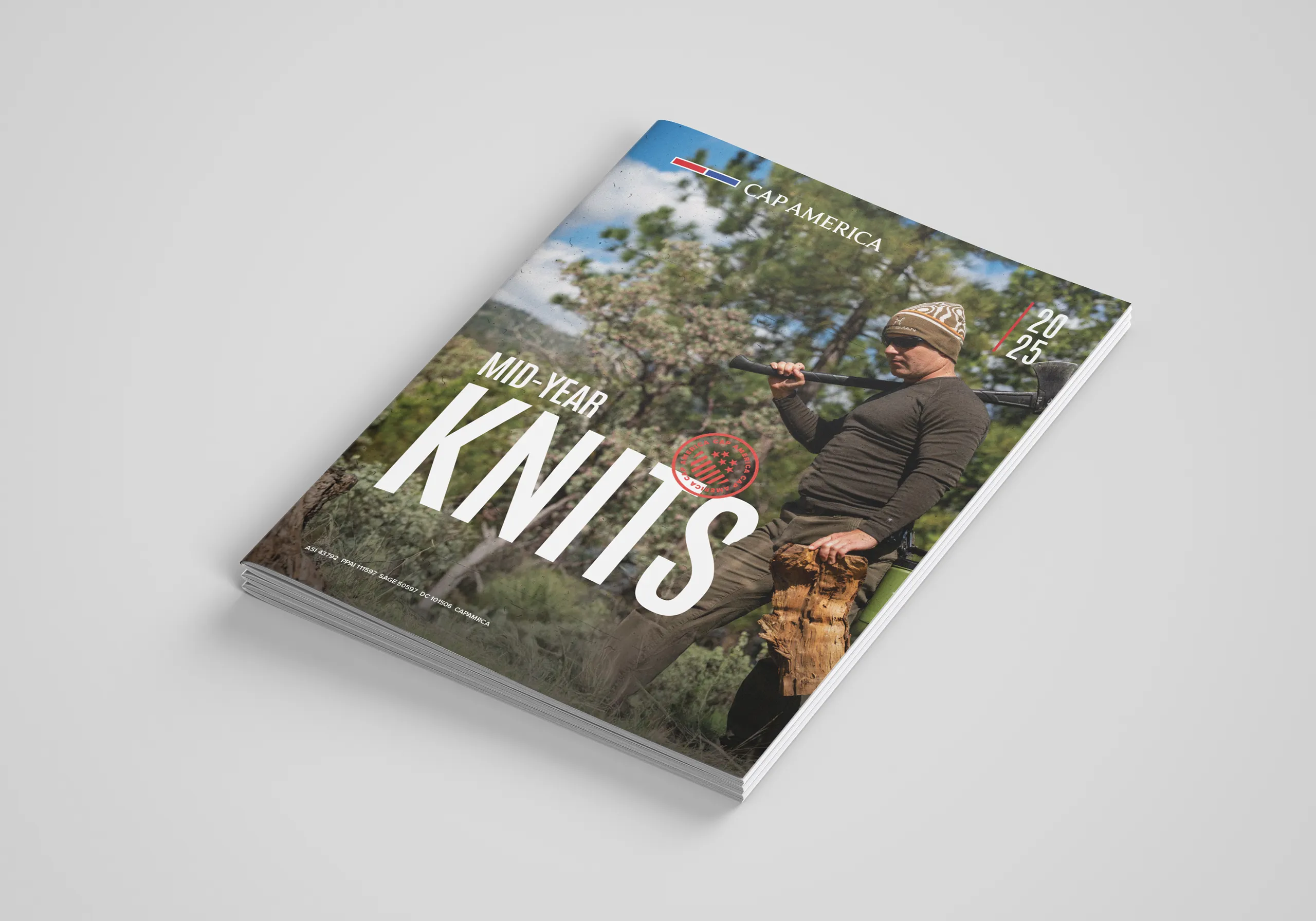 Cap America 2025 midyear knit catalog mockup