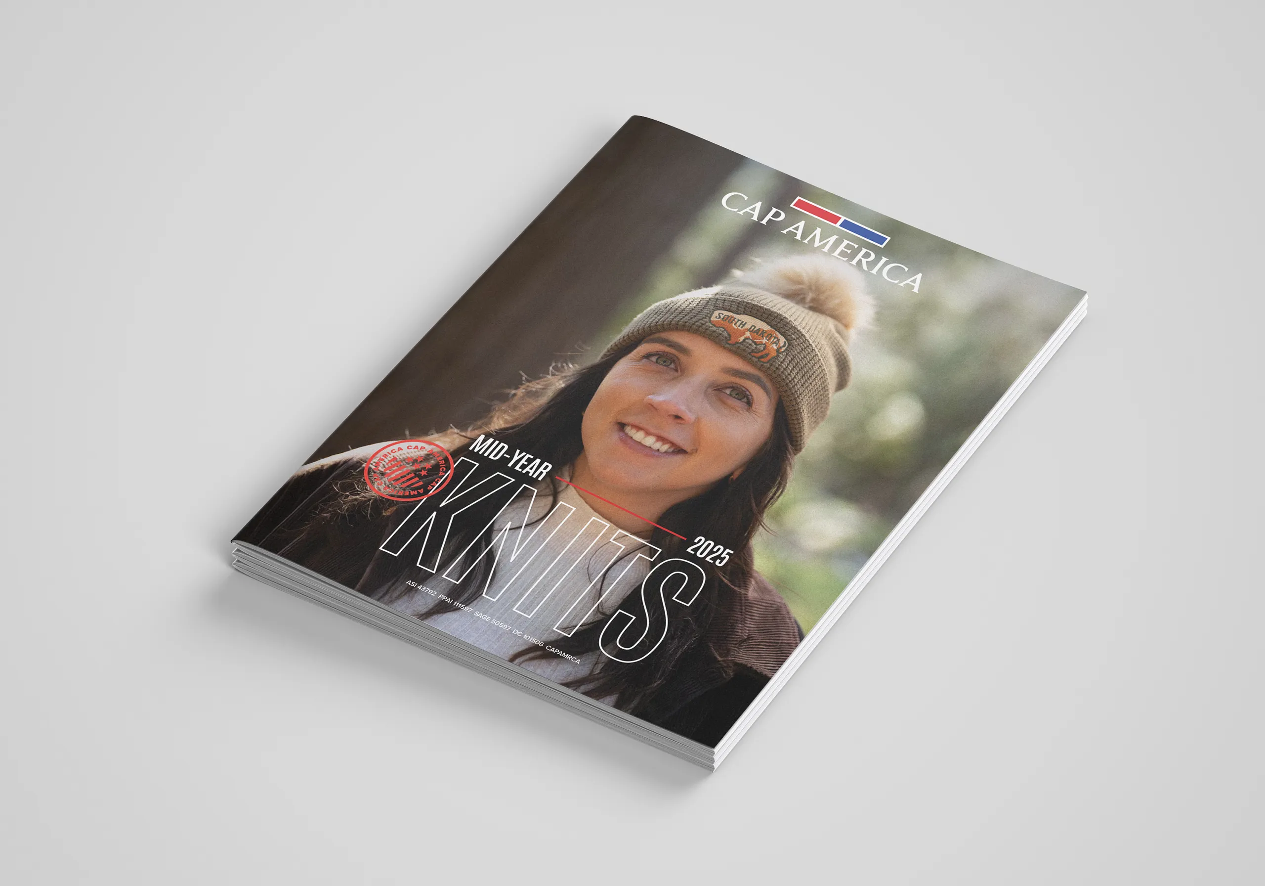 Cap America 2025 midyear knit catalog mockup